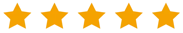 Five gold stars on a light gray background representing a perfect customer rating. Five gold stars on a light gray background representing a perfect customer rating.