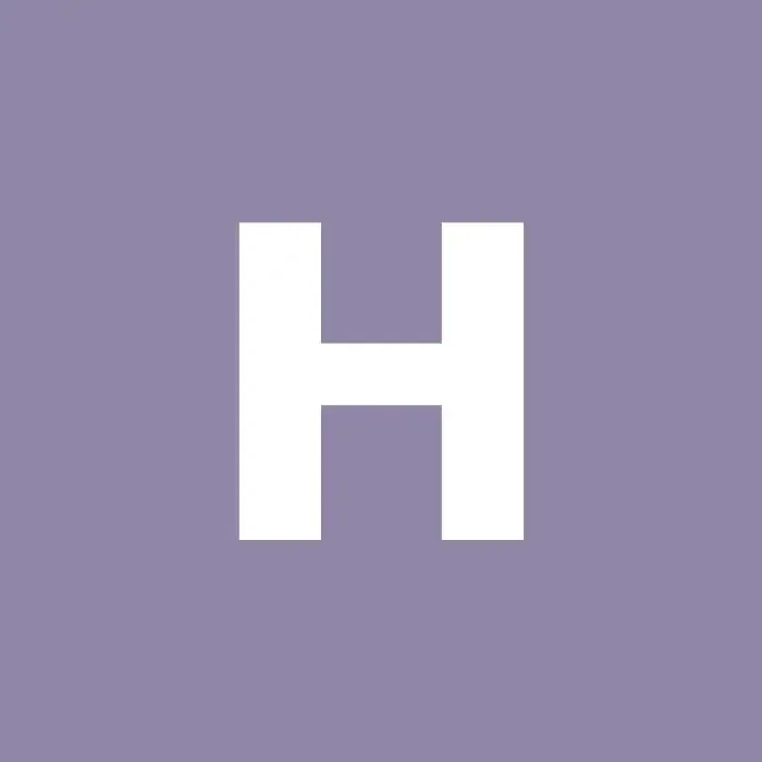Bold white letter H on a square purple background tile.