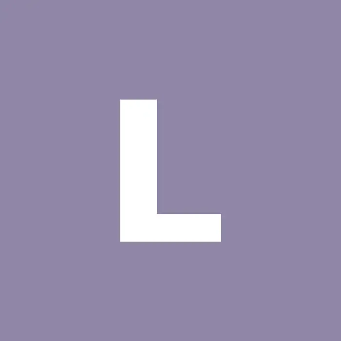 Bold white letter L on a square purple background tile.